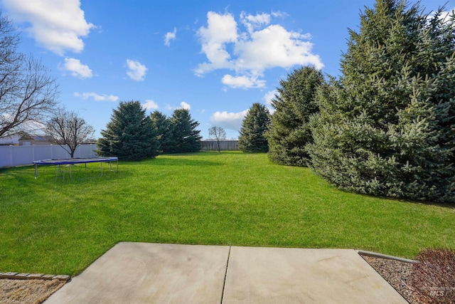 72 Pelican Dr, Rupert, ID 83350 - view of yard featuring a patio area, fence, and a trampoline