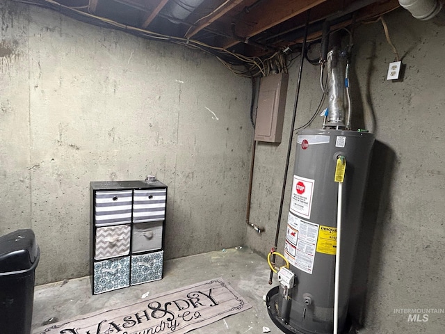 utilities with gas water heater and electric panel