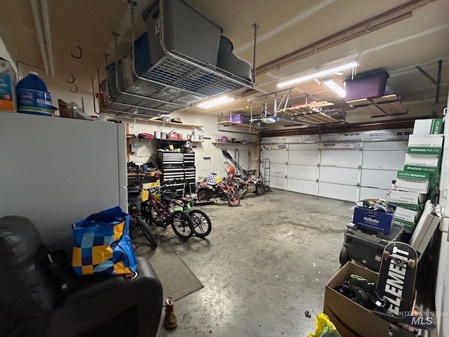 garage with a garage door opener