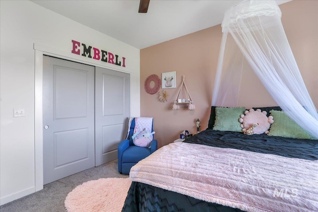 209 W 13th Ave, Jerome, ID 83338 - bedroom featuring carpet floors, a closet, and ceiling fan