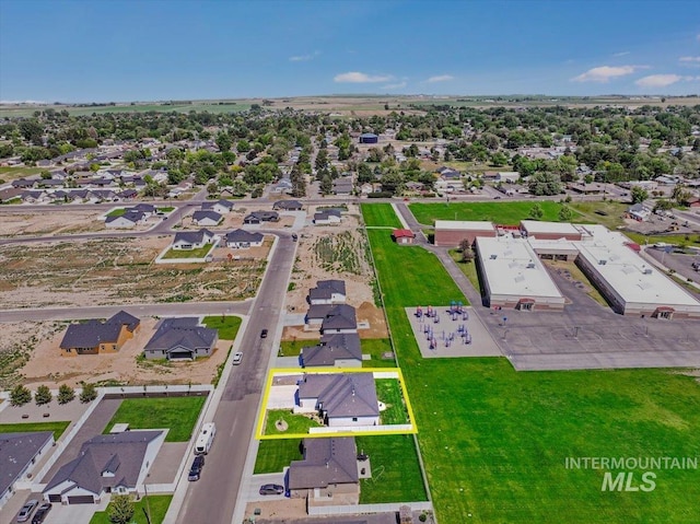 209 W 13th Ave, Jerome, ID 83338 - aerial view of residential area with property parcel outlined