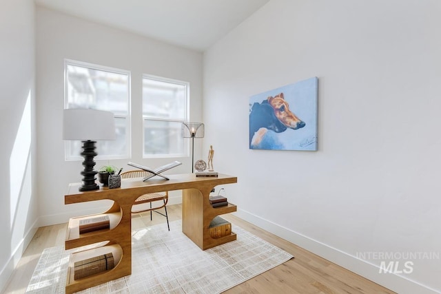 office featuring hardwood / wood-style floors