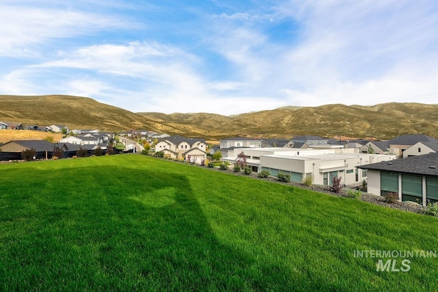 view of yard featuring a mountain view