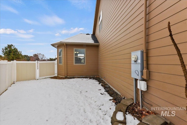 view of snowy exterior