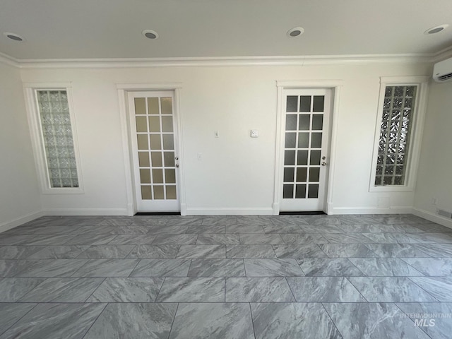 unfurnished room featuring ornamental molding