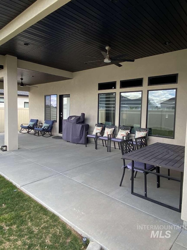 view of patio / terrace with ceiling fan