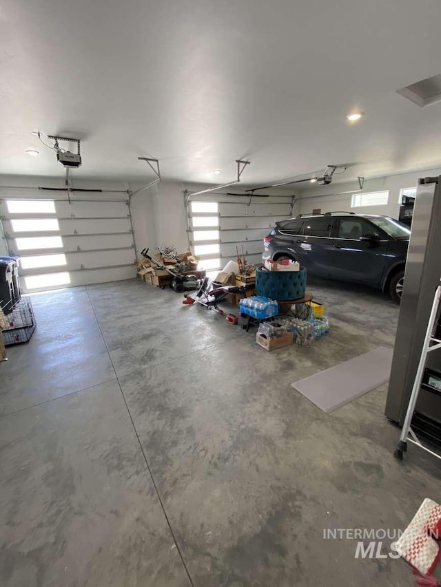 garage with a garage door opener