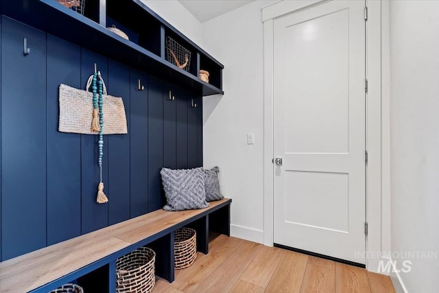 mudroom with light wood-type flooring