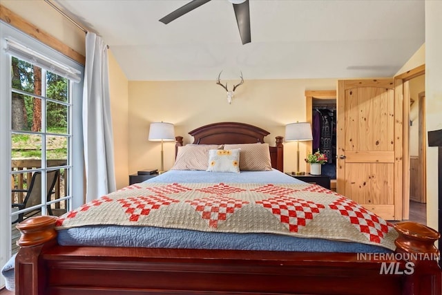 150 W Yuba Vista Dr, Atlanta, ID 83716 - bedroom with ceiling fan and a spacious closet