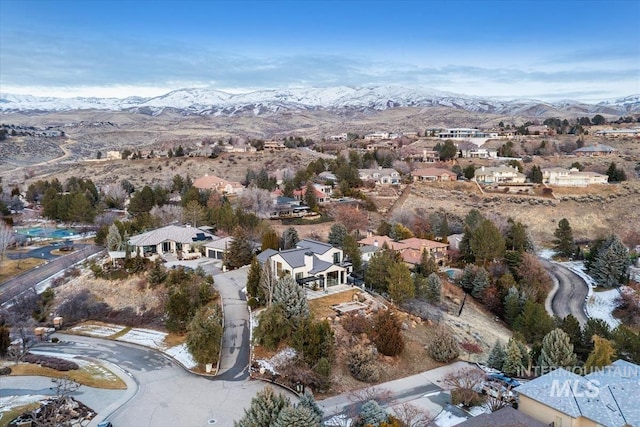 bird's eye view featuring a mountain view