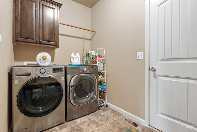 1020 Woodland St, Rupert, ID 83350 - washroom with washing machine and dryer, cabinet space, and baseboards