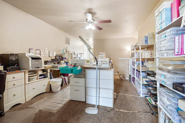 1020 Woodland St, Rupert, ID 83350 - office area featuring a ceiling fan and carpet flooring
