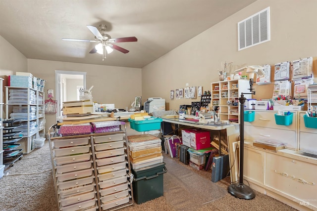 1020 Woodland St, Rupert, ID 83350 - misc room with ceiling fan and carpet floors