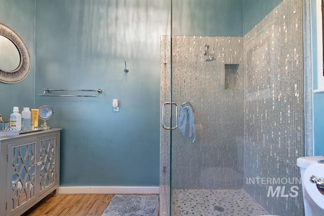 937 SW 1st St, Ontario, OR 97914 - bathroom with wood finished floors and a shower stall