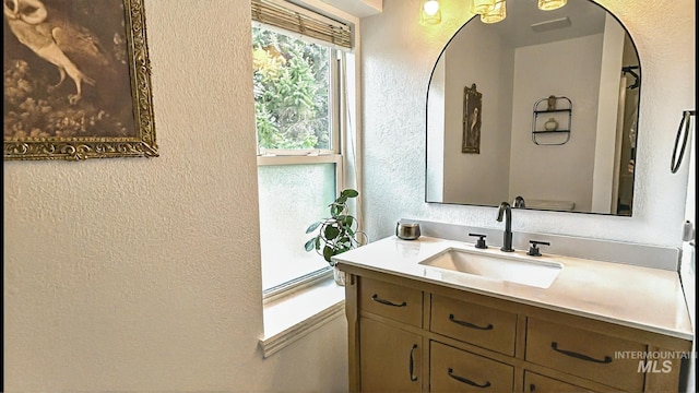 7985 S Cloverdale Rd, Boise, ID 83709 - bathroom featuring a textured wall and vanity