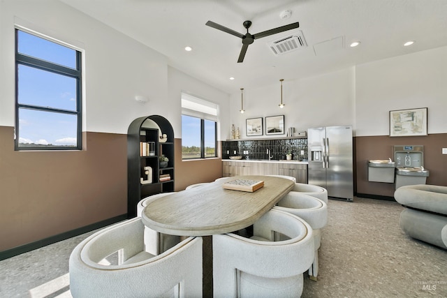 4340 E Haystack St Unit 204, Boise, ID 83716 - dining space with a ceiling fan, recessed lighting, and dark aggregate flooring
