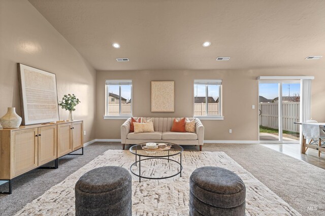 6296 W Mattawa Dr, Meridian, ID 83646 - living area with light carpet, visible vents, and baseboards