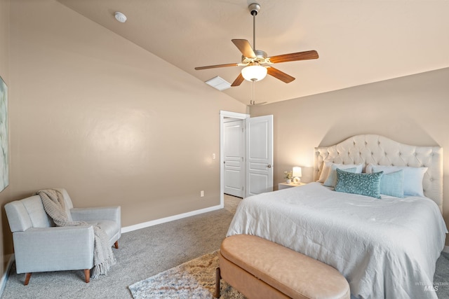 6296 W Mattawa Dr, Meridian, ID 83646 - bedroom featuring ceiling fan, baseboards, carpet, and vaulted ceiling