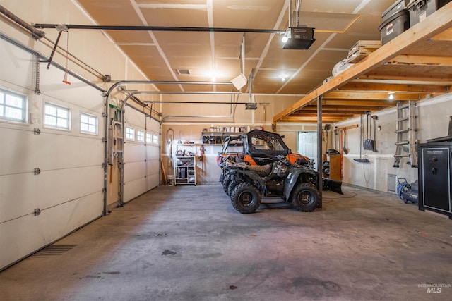 garage with a garage door opener