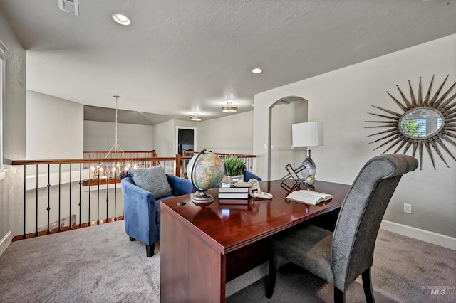 5278 N Cougar Flat Pl, Meridian, ID 83646 - carpeted office with baseboards, recessed lighting, and visible vents