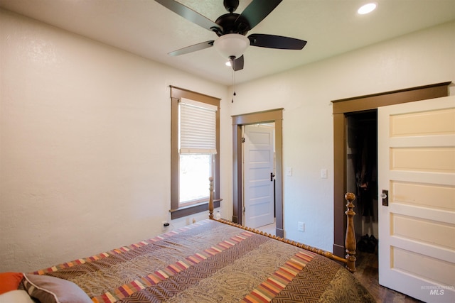599 S Ada St, Glenns Ferry, ID 83623 - unfurnished bedroom with baseboards, recessed lighting, and a ceiling fan