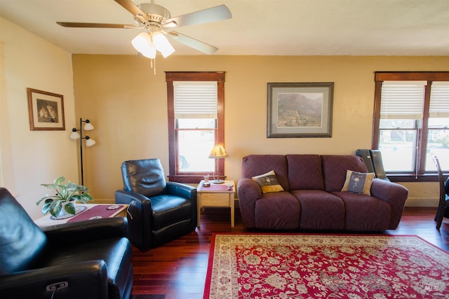 599 S Ada St, Glenns Ferry, ID 83623 - living room with wood finished floors, healthy amount of natural light, and ceiling fan