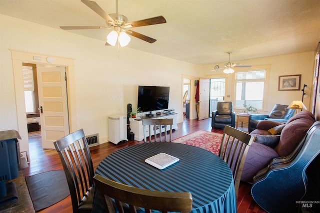 599 S Ada St, Glenns Ferry, ID 83623 - dining space featuring a ceiling fan and wood finished floors