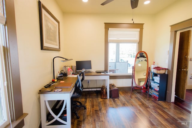 599 S Ada St, Glenns Ferry, ID 83623 - office space with wood finished floors, ceiling fan, and recessed lighting