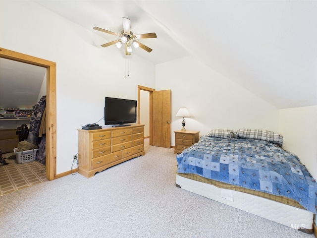 19 Hack Ln, Idaho City, ID 83631 - bedroom with lofted ceiling, carpet, a spacious closet, ceiling fan, and a closet