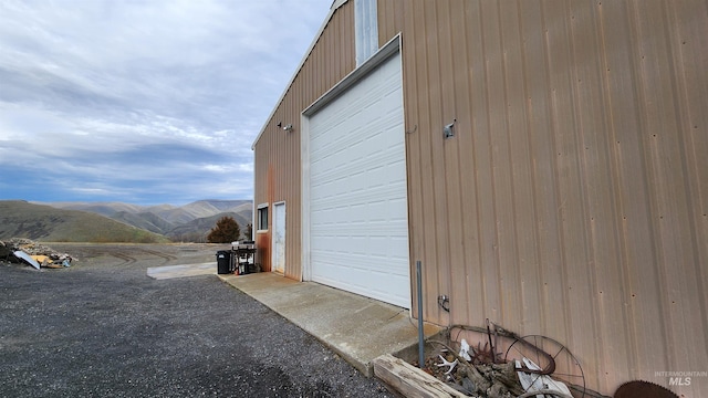 garage with a mountain view