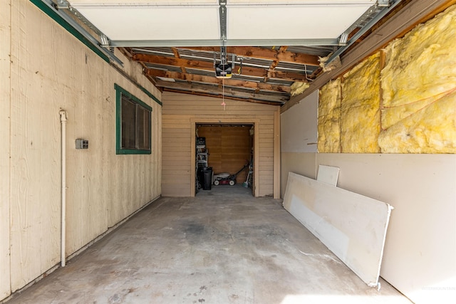 garage with a garage door opener