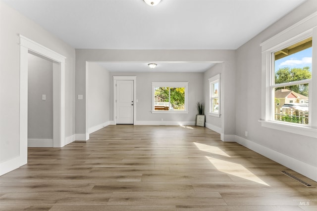 interior space with light hardwood / wood-style flooring