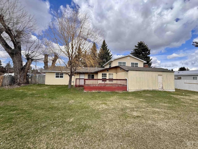 263 Whitman St, Albion, ID 83311 - rear view of property with fence, a wooden deck, and a yard