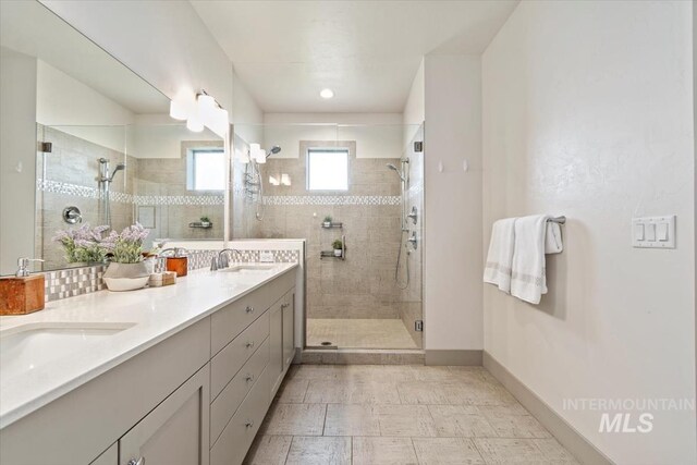 2381 E Warm Spgs, Boise, ID 83712 - full bath featuring a stall shower, double vanity, and baseboards