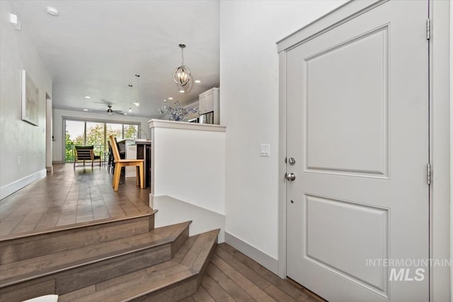 2381 E Warm Spgs, Boise, ID 83712 - foyer featuring wood-type flooring, a chandelier, baseboards, and recessed lighting