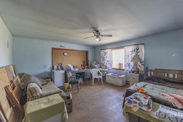 702 N D St, Grangeville, ID 83530 - bedroom with concrete flooring and ceiling fan