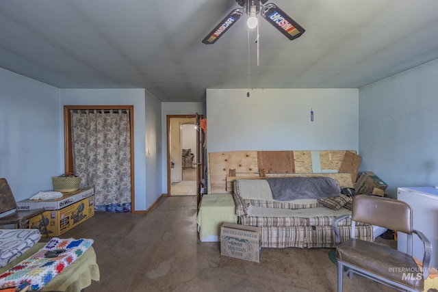 702 N D St, Grangeville, ID 83530 - bedroom featuring concrete floors and ceiling fan