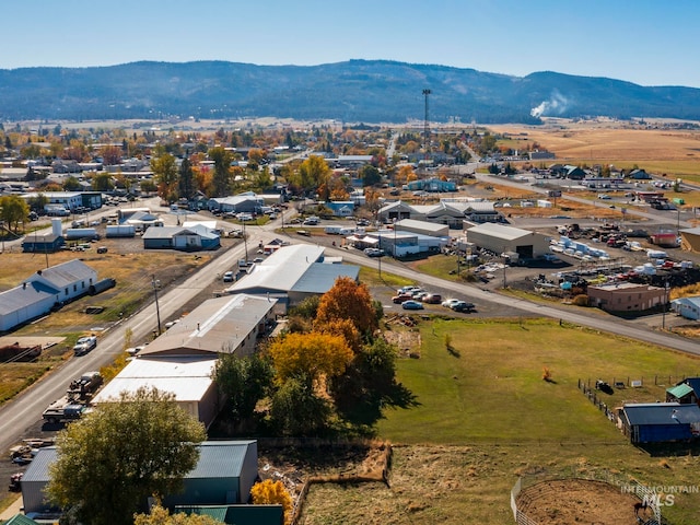 drone / aerial view featuring a mountain view