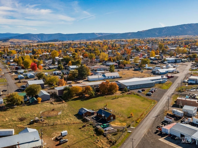 drone / aerial view featuring a mountain view