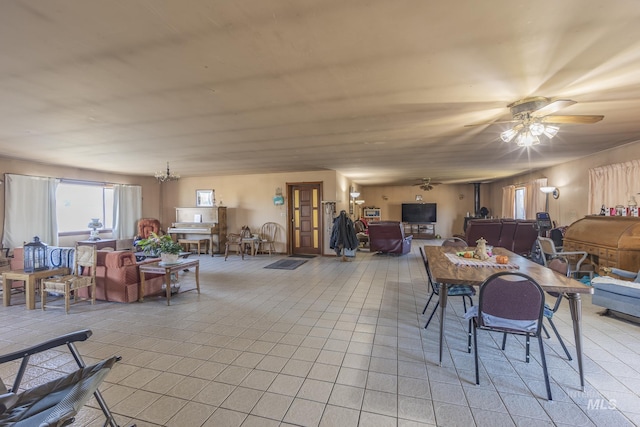 702 N D St, Grangeville, ID 83530 - dining room with a ceiling fan and light tile patterned floors