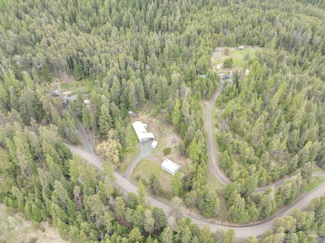 drone / aerial view with a forest view
