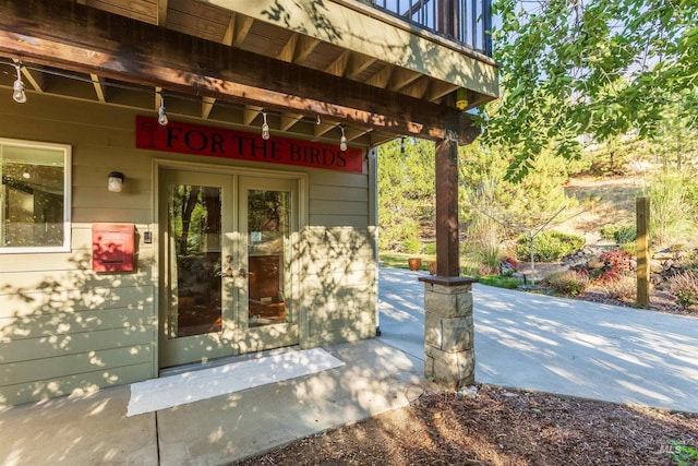 view of exterior entry with french doors