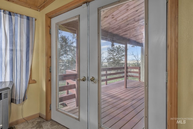 entryway featuring wooden ceiling