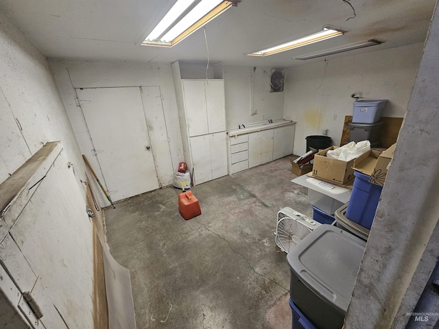 view of unfinished basement