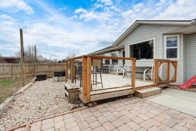 deck featuring fence