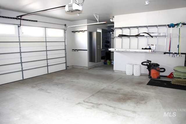 garage with a garage door opener