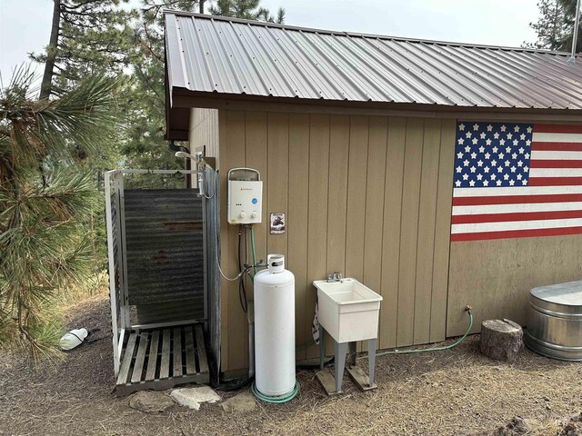 view of home's exterior featuring sink