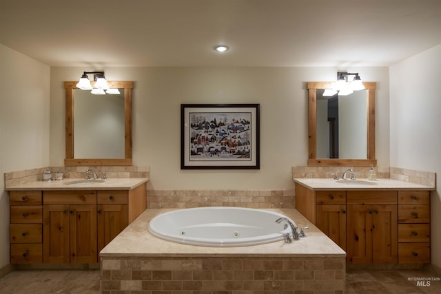 109 Angani Way Unit 15, Sun Valley, ID 83353 - bathroom featuring a whirlpool tub, two vanities, and tasteful backsplash
