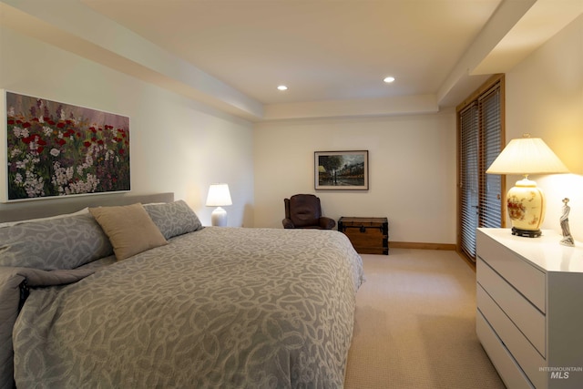 109 Angani Way Unit 15, Sun Valley, ID 83353 - bedroom featuring light colored carpet, recessed lighting, and a raised ceiling