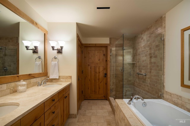 109 Angani Way Unit 15, Sun Valley, ID 83353 - bathroom featuring a shower stall, a garden tub, and double vanity